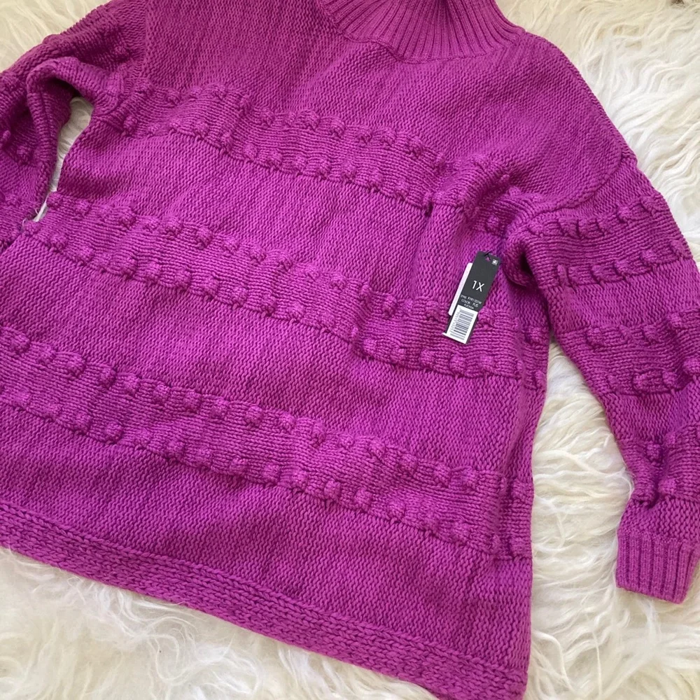NIC + ZOE PLUS ADORE A BALL TEXTURED PULLOVER MOCK TURTLENECK SWEATER - Picture 7 of 9